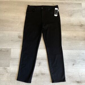 Kut from the Kloth Black High Rise Fab Ab Ankle Slim Straight Leg Jeans Size 16